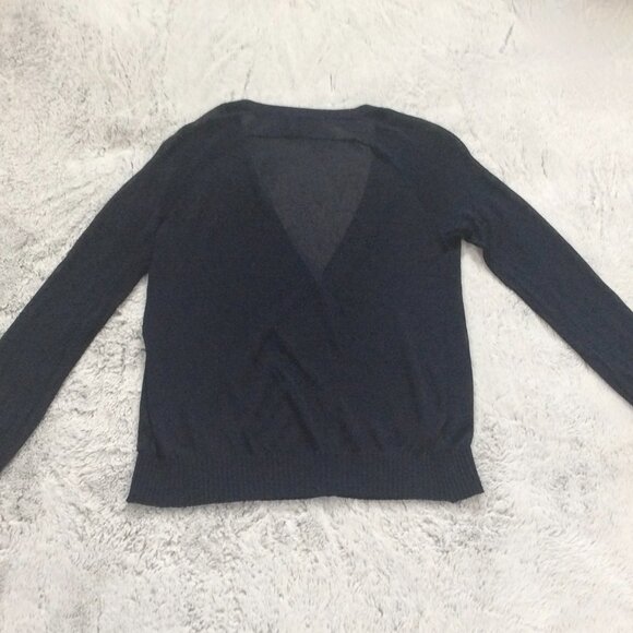 Anne Klein Button-Down Sheer Silky Cardigan *NAVY* - Picture 5 of 6